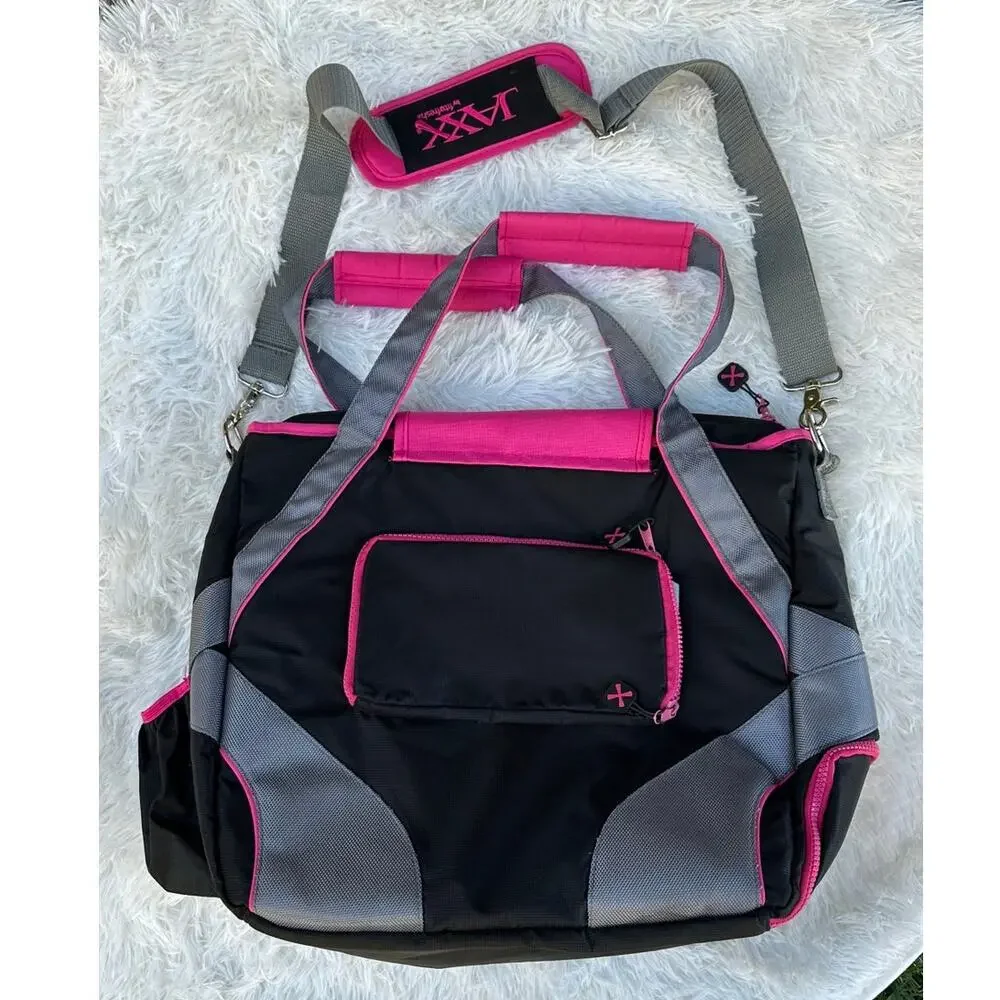 Fit & Fresh Insulated Lunch Tote Bag Black Gray Pink Large Zip Closure
